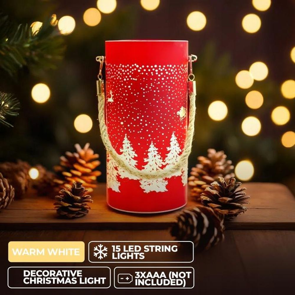 Weihnachts-Glaslaterne, Weihnachtsgeschenk FCL-10 rot-gold L Forever Light