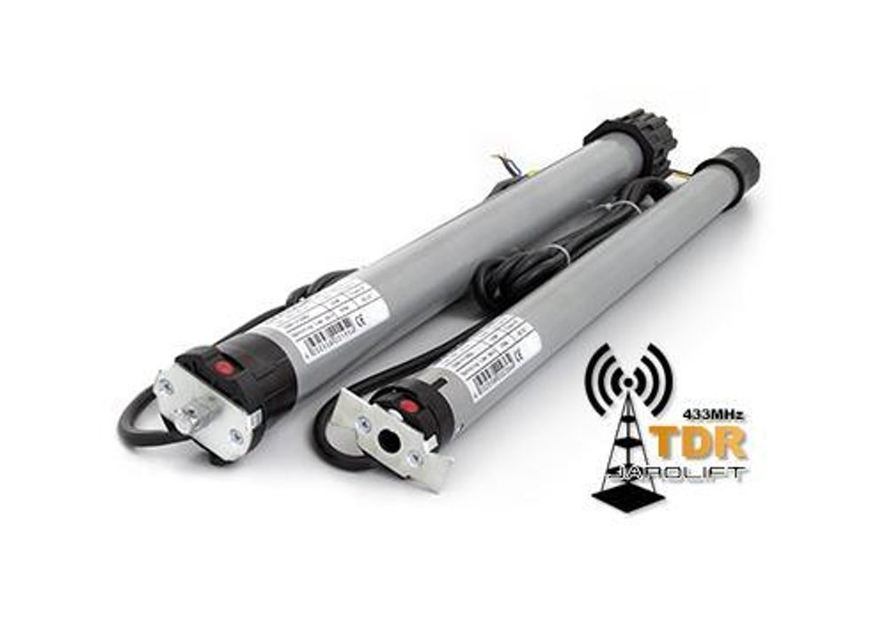 Funk-Rollladenmotor TDEF, TDEF 10/13 (10 Nm / SW60) leiser Funkmotor mit Rolling Code, Blockiererkennung, Zwischenposition, IP44, inkl. Adapter & Lager Jarolift