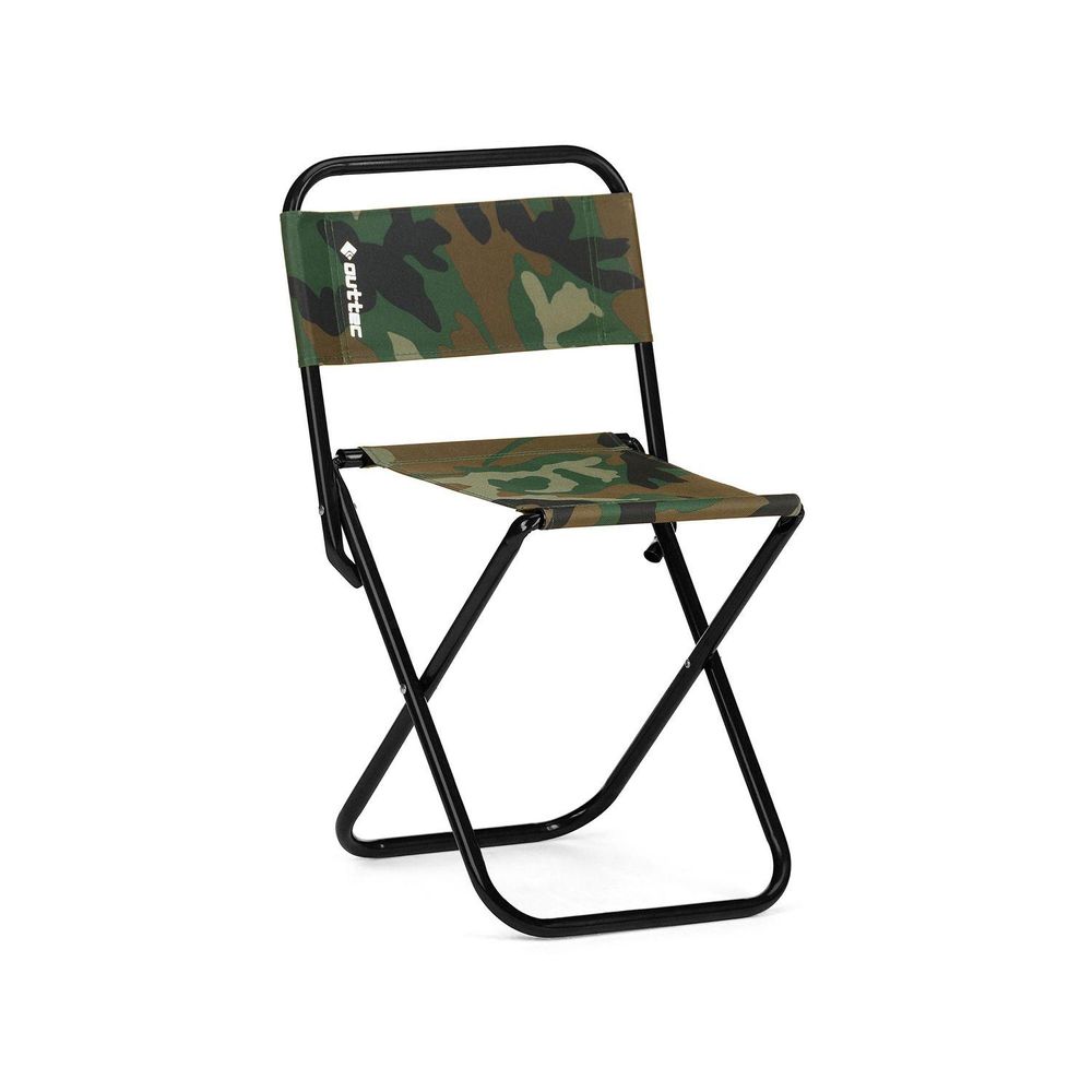 Klappstuhl mit Camouflage-Muster und schwarzem Gestell, Vorderansicht