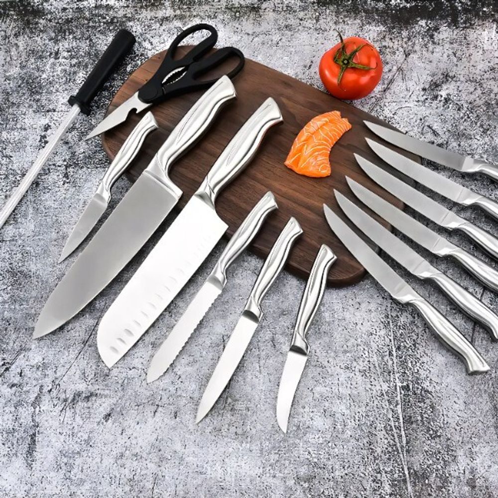 Kochmesser 16er Set Messer Küchenmesser Laser Muster Scharfes Japanisches Santokumesser Hackbeil Schneiden Allzweckmesser Ultrascharfe Klingen Retoo