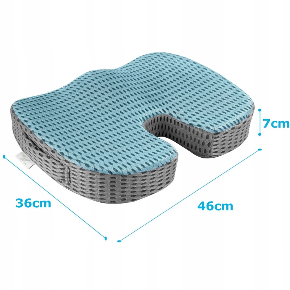 Orthopädisches Sitzkissen aus Memory-Schaum - Blau - Ergonomisches Kissen für Sessel, Autositz, Stuhl - Erhöht Sitzkomfort & Entlastet den Rücken