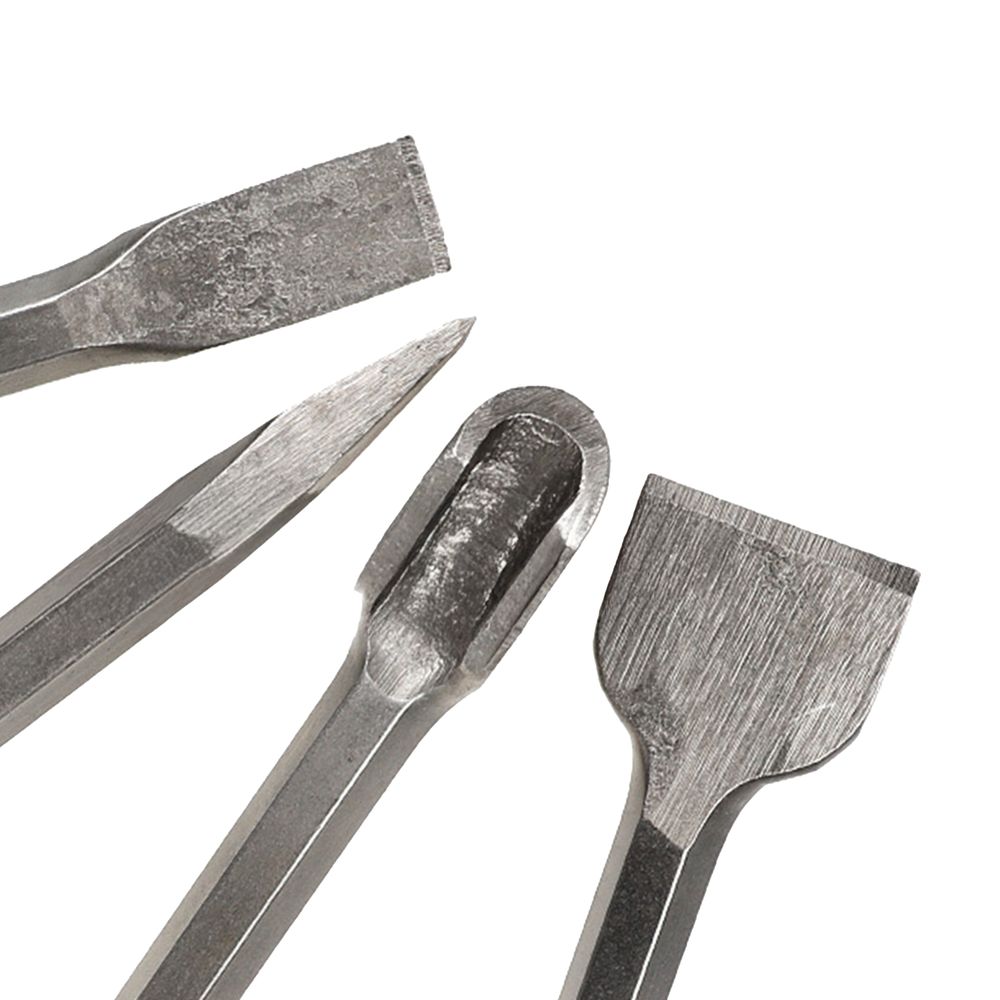SDS-Plus Meißel-Set 4-teilig, inklusive Spitzmeißel, Flachmeißel & Breitmeißel, Rrgonomisch, Rutschfest, für präzises Meißeln & Demolieren 25 cm Retoo