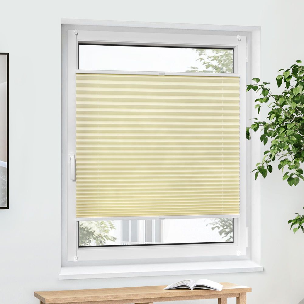 JALOUSIESCOUT Pure Plissee, Basic, Polyester-Stoff, 70 x 140 cm, grau ohne Bohren, Lichtdurchlässig, Diagonale Verspannung
