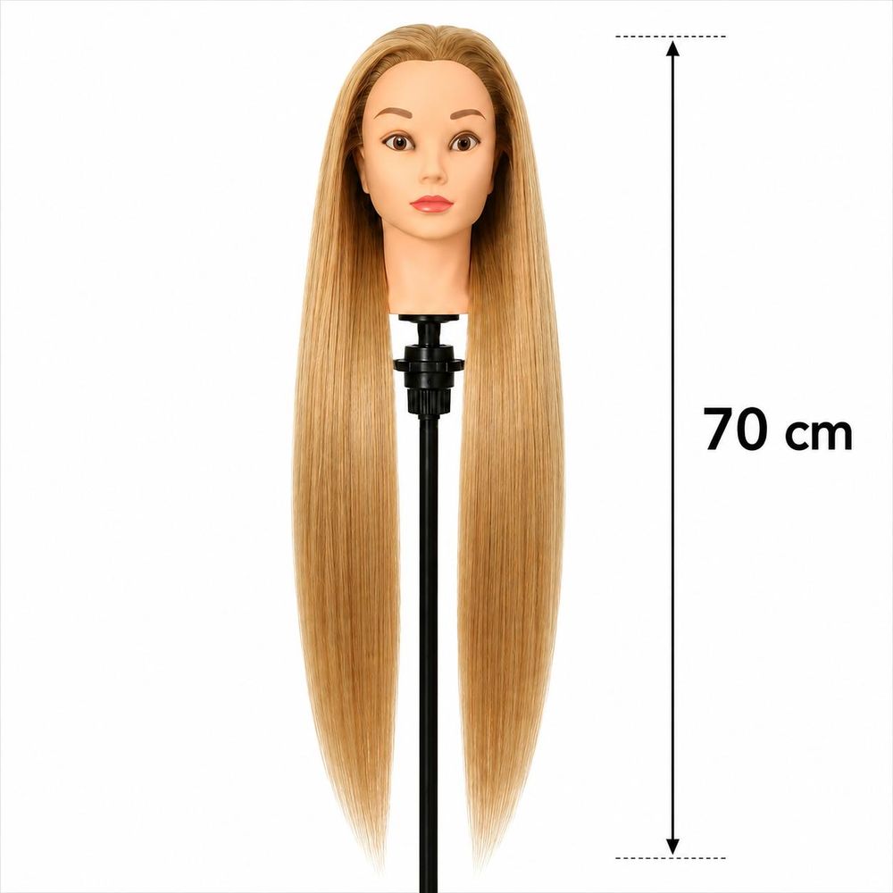 Tête d'apprentissage coiffure 70 cm Iza - Cheveux thermorésistants + Trépied