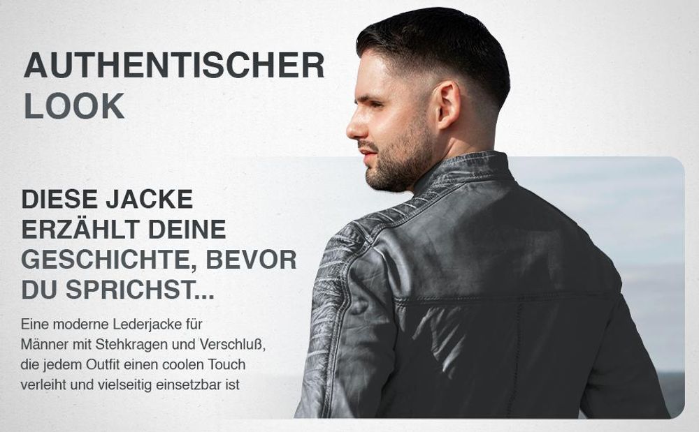 PAULGOS Herren Lederjacke Echtes Leder Jacke Echtleder Übergangsjacke Fashion in 5 Farben Gr. S-7XL Design 1