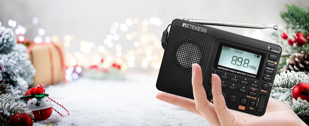 Retekess V115 Tragbares Radio,Radio AM FM SW mit 1000mAh Wiederaufladbare Batterie, 32 GB TF Karte, Weihnachtsgeschenke für die Familie