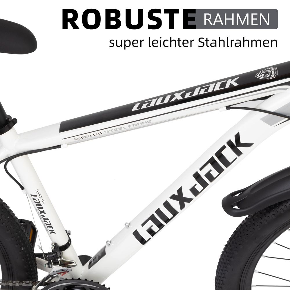 Lauxjack AX3.0 Mountainbike 26 Zoll, MTB Fahrrad Shimano 21-Gang, Scheibenbremsen, Federgabel, Stahlrahmen, 43 cm Rahmen, WANDA-Reifen, Damen Herren
