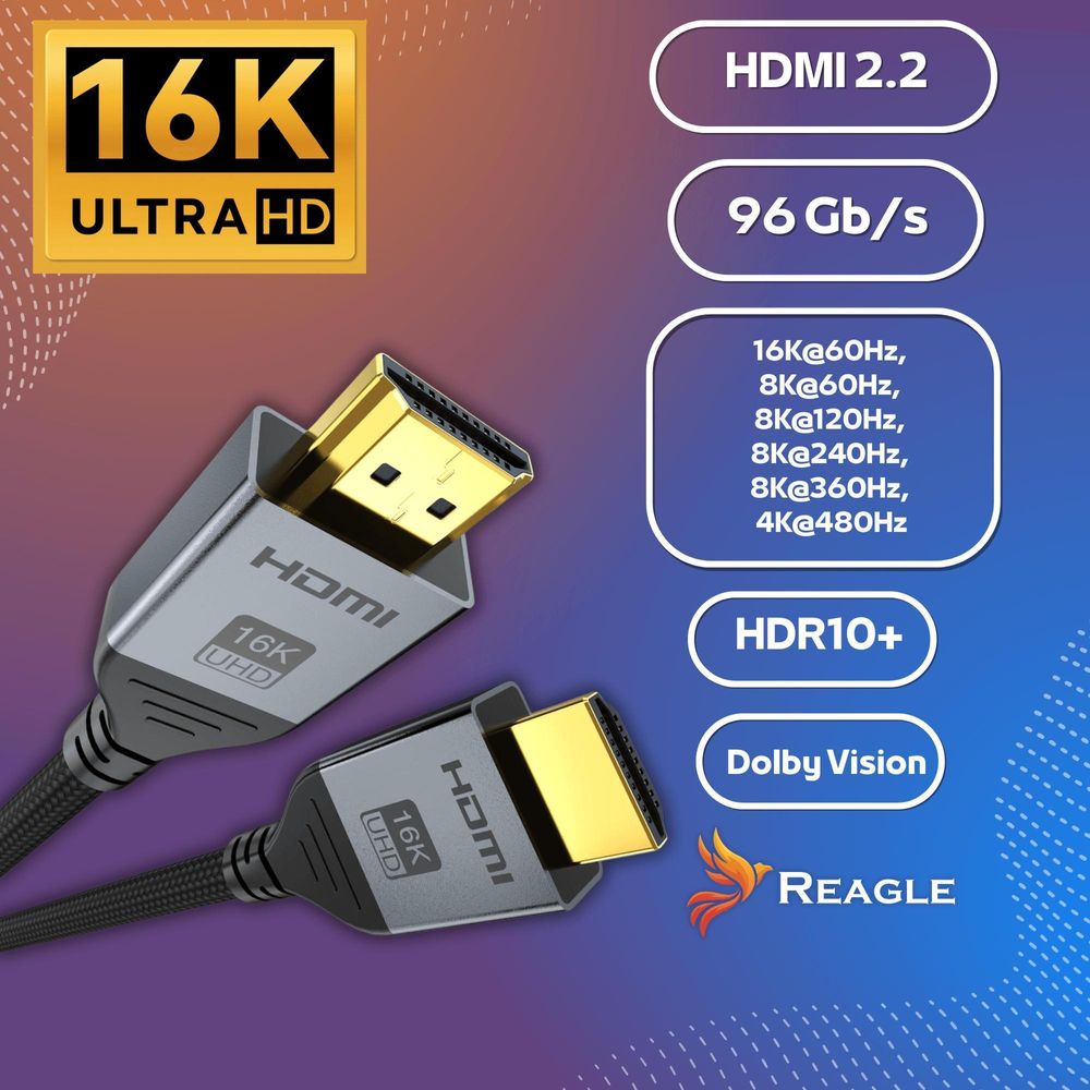 HDMI 2.2 KABEL 2M 96 Gbit/s 16K 4K 480Hz HDR10+ DOLBY HDCP 2.3 2.1