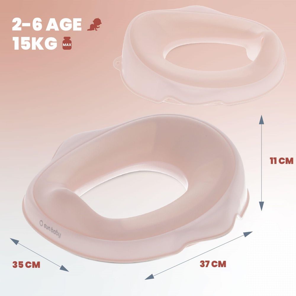 Orinal SUN BABY con dimensiones y rango de edad/capacidad indicados