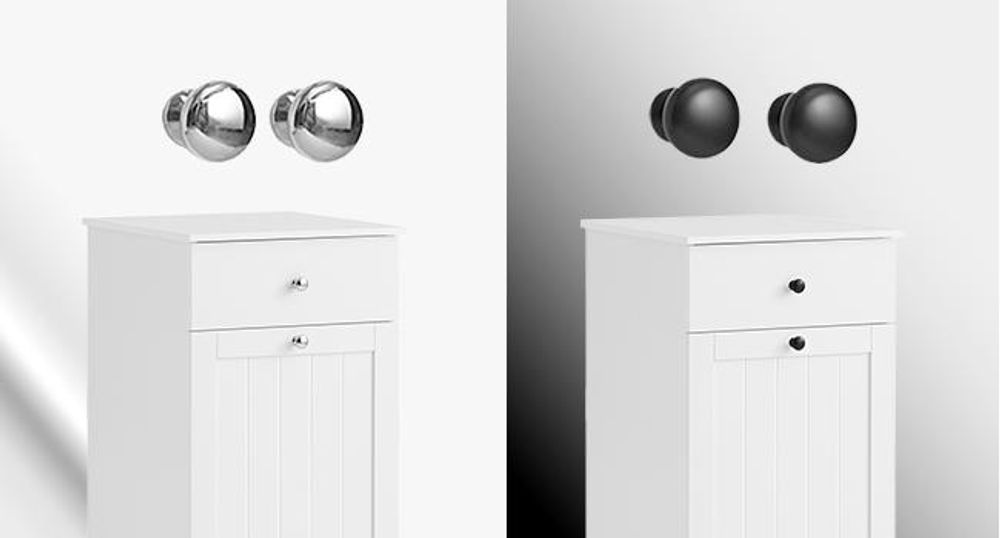 SoBuy Badezimmerschrank mit Wäschekorb Wäscheschrank  Kompakter Badschrank für kleine Badezimmer Badmöbel mit ausklappbarem Wäschesack BZR21-II-W