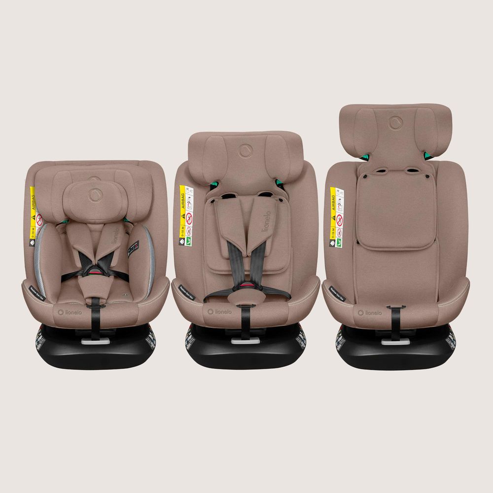 Lionelo Autokindersitz Bastiaan One i-Size, ab Geburt bis 12 Jahren, ab 0 kg bis 36 kg, Dri-Seat, 360 Grad - Beige Sand