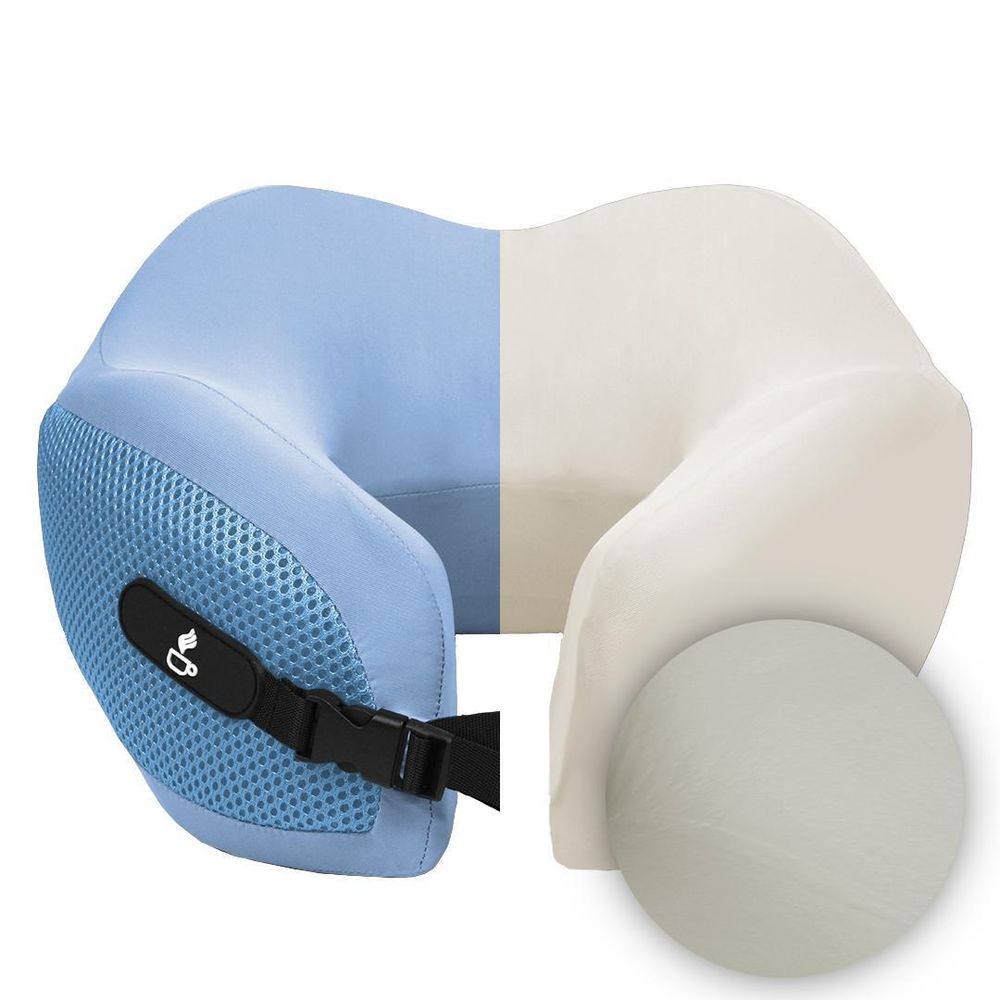 Nackenkissen aus weichem Memory Foam - Reise-Kissen für Flugzeug & Auto - Reisekissen mit praktischen Schnallenverschluss