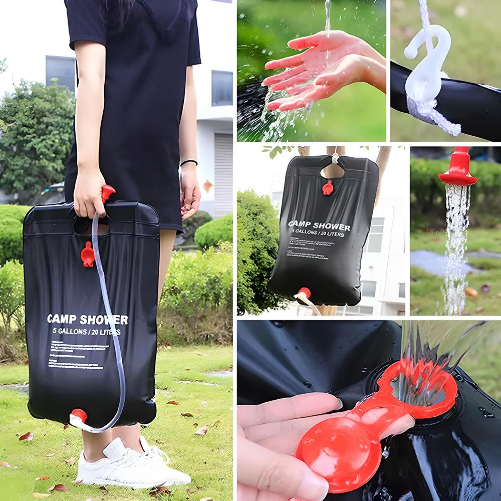 Campingdusche 20L – Solardusche für Outdoor, Gartendusche mit Duschkopf, Solar-Wassersack für warmes Wasser, ideal für Camping und Pool Retoo
