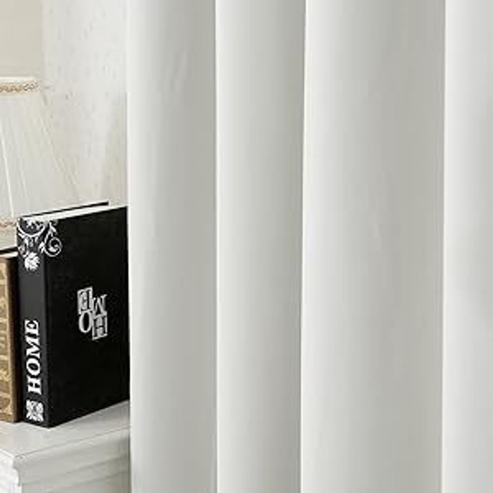 WOLTU 2er Set Gardine blickdicht 250 g/m² mit Kräuselband : Creme 135x175 cm Farbe: Creme Größe: 135x175 cm