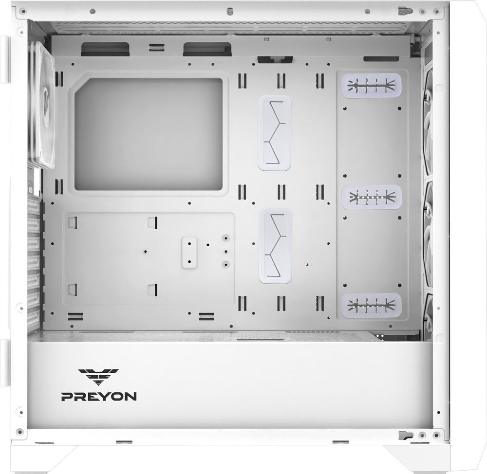 PREYON Nest Windy-Gehäuse Weiß, Ideal für den Bau von Gaming- und professionellen Computersets, Unterstützt ATX-, Micro-ATX- und Mini-ITX-Motherboards