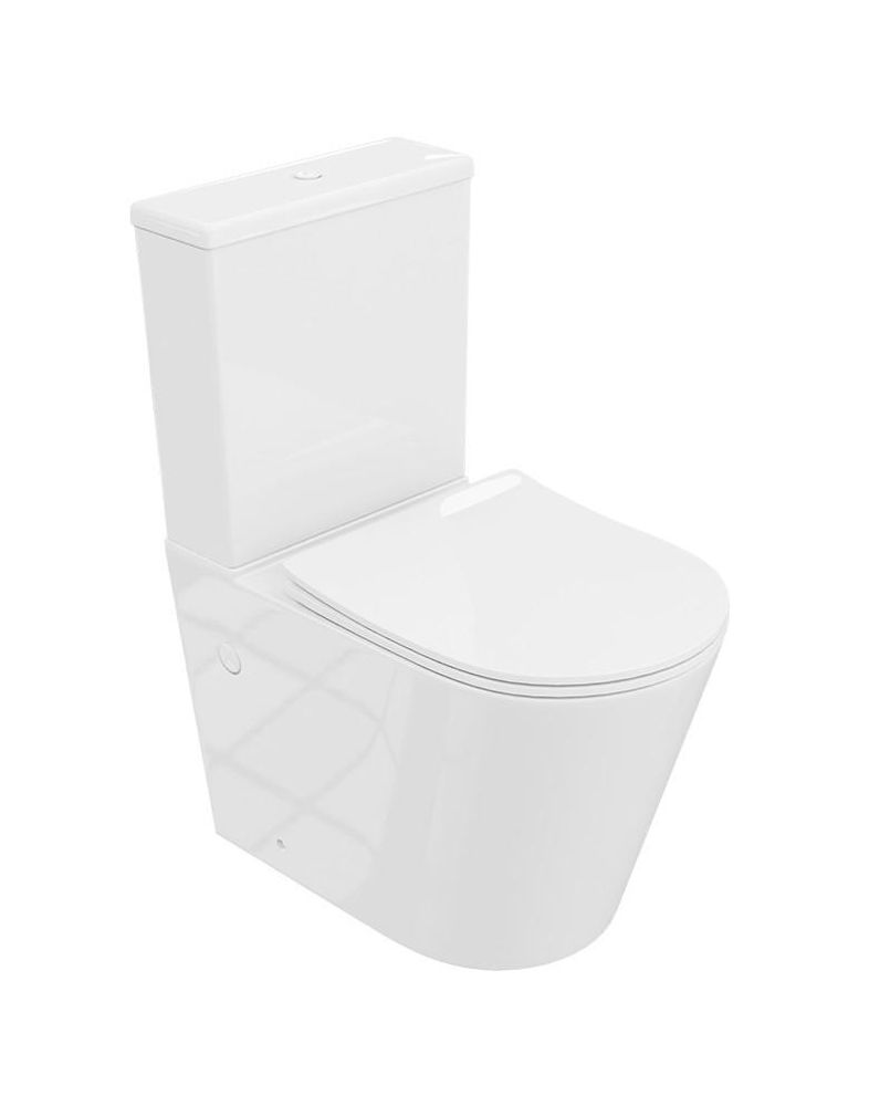 AQUA for you | Stand-WC - Lavita Neptun 3.0 - Rimless-WC - 60,5x38x80 cm - Universalablauf - Weiß - mit Softclose-Sitz, Wirbelspülung, Toilette