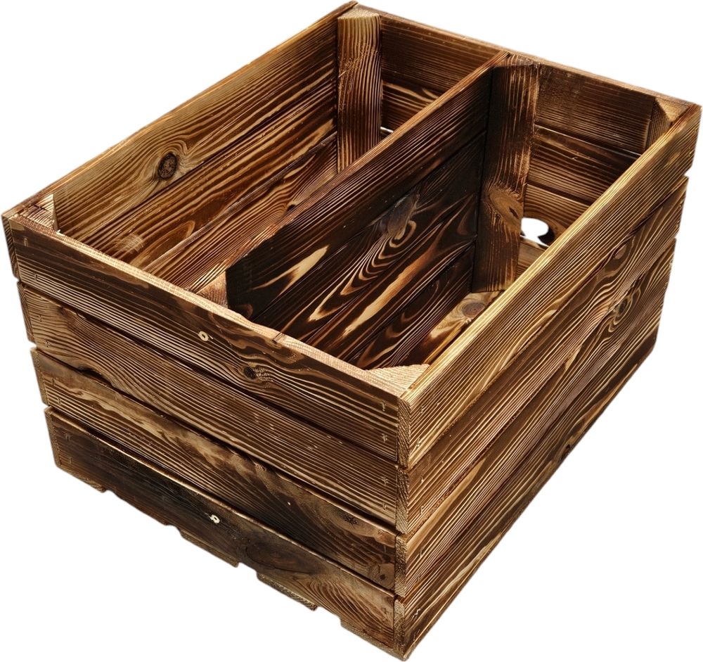 Holzkiste geflammt 50x40x30cm - Regal-Box Obstkiste mit & ohne Zwischenboden