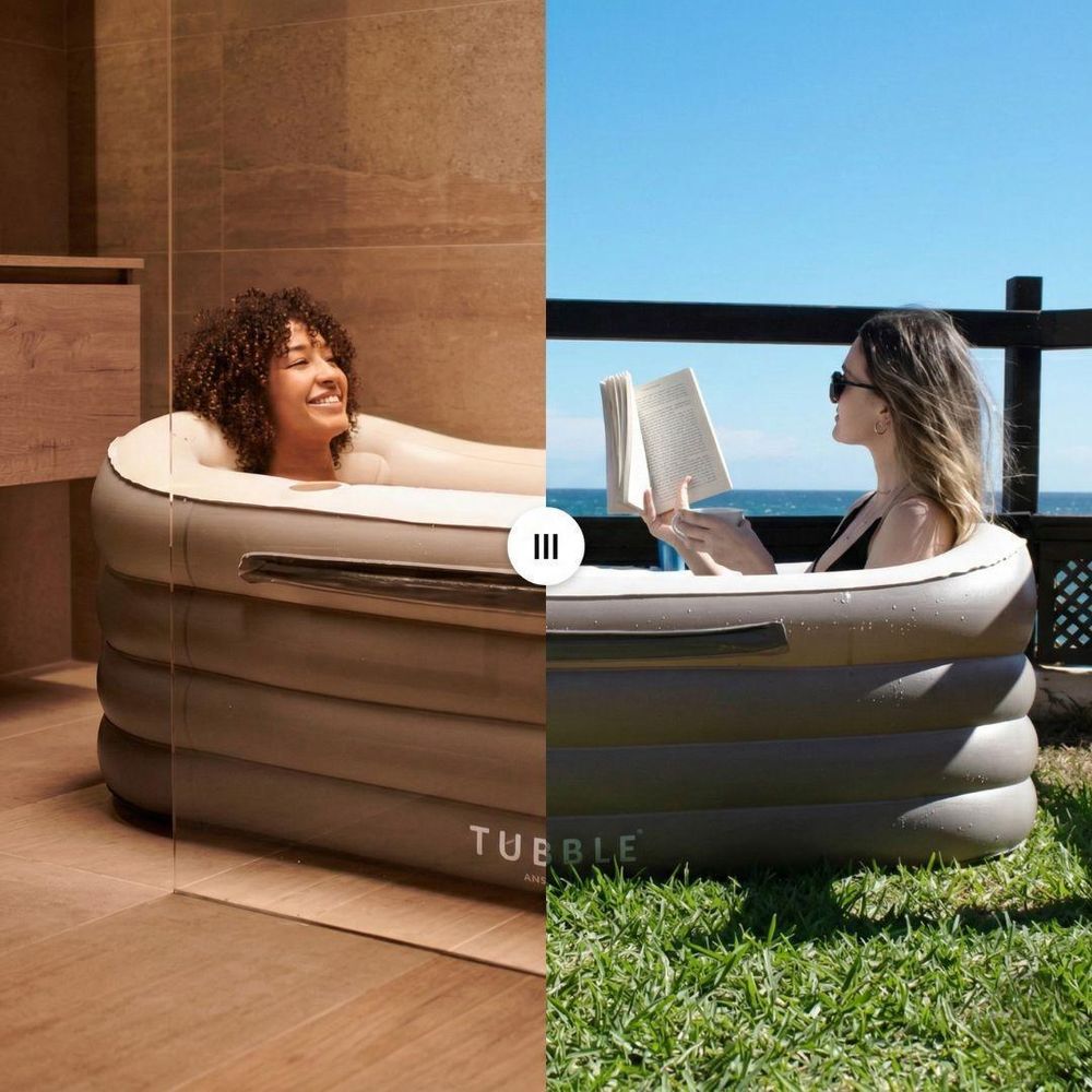 Tubble® Compact Aufblasbare Badewanne - Verwendung als Heiß- und Eisbad - Schneller Aufbau in 1min - Faltbare Badewanne für Erwachsene bis zu 170cm - Ambient Taupe - 200L