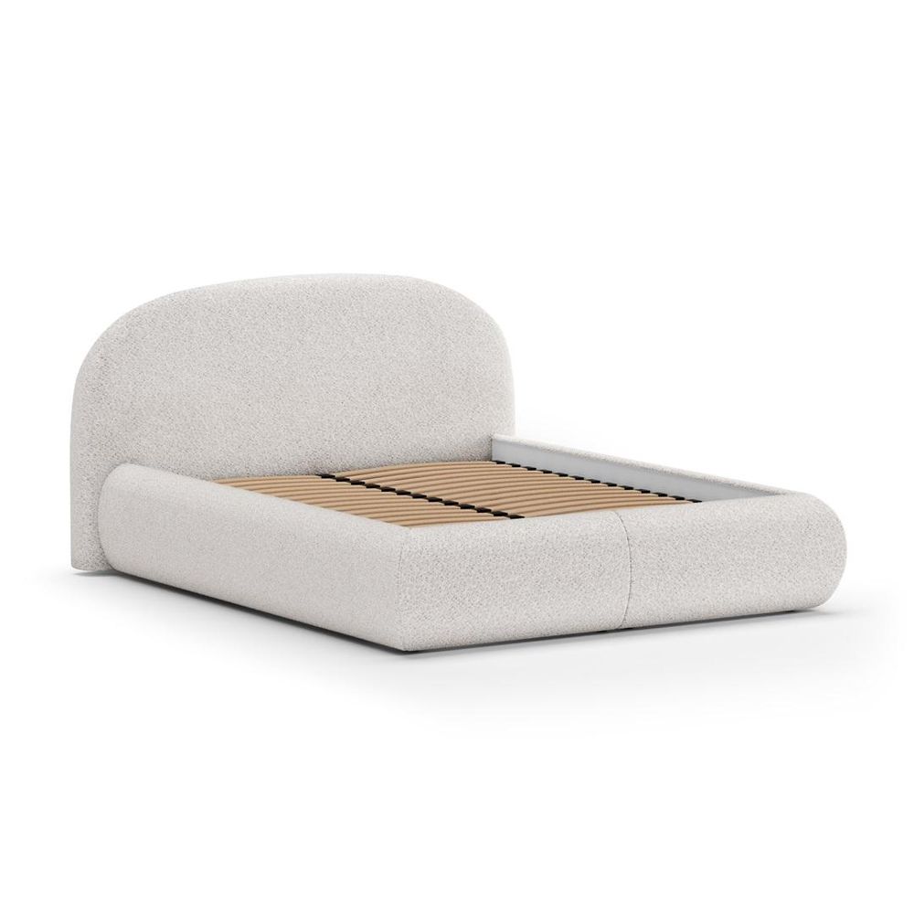 Gepolstertes Kopfteil Bouclé-Bett mit Bettkasten ohne Matratze & Topper und Bettgestell