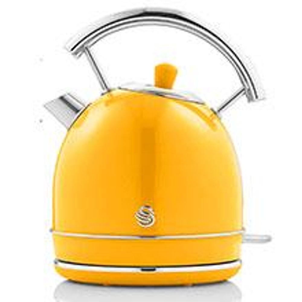 SWAN SK14630YELNEU Retro Elektrisch Wasserkocher 1,8L Vintage Abschaltautomatik Kabellos, Edelstahl Gelb