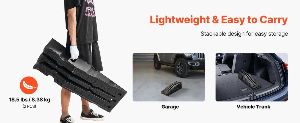 VEVOR Auto Rampen, 2 STK 5897 kg Gesamtgewichtskapazität, 155 mm Hubhöhe, tragbare Hochprofil-Auto-Service-Rampen für Wartung und Ölwechsel in der heimischen Garage, schwerlastfähig für Lkw SUV Fahrzeugreparatur, schwarz, GVW 16000 lbs, Ungefähr 35,5 Zoll