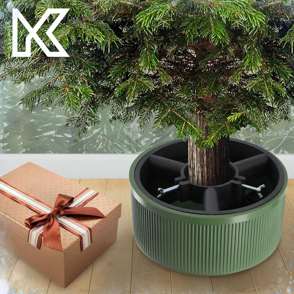 KADAX Weihnachtsbaumständer "Andel", Christbaumständer aus recycelten Kunststoff, Grün, Baumhöhe bis 150 cm