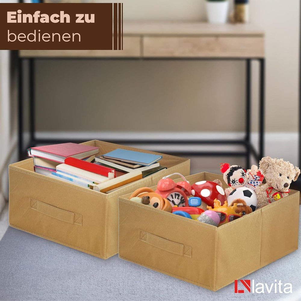 Lavita Storage Box | faltbare Aufbewahrung Boxen 31 x 31 x 15 cm | Schubladen-Organizer Box| Ordnungssysteme für Kleidung | Kleideraufbewahrung & Organisation | Hellbraun | 6 stück