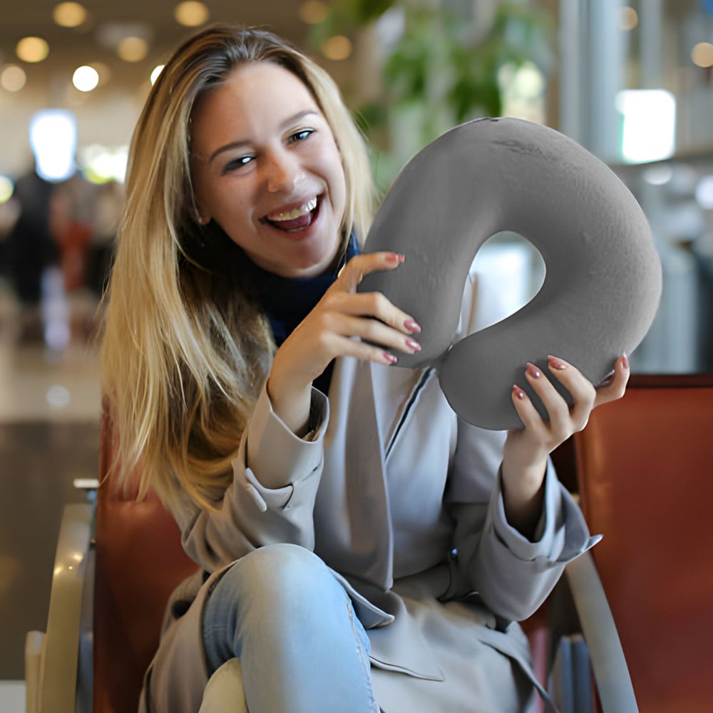 Reisekissen Memory Foam Reise Nackenkissen, Nackenhörnchen Flugzeug, Nackenstützkissen Flugzeug, Kissen für Flugzeug, Auto, Zug Retoo