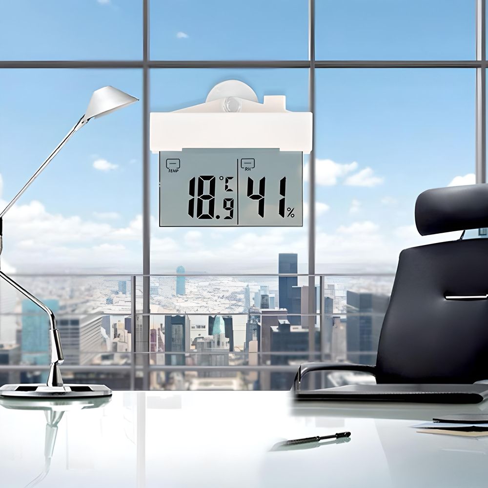 Fensterthermometer Digital LCD Hygrometer Außenthermometer Innen Außen Selbstklebend Fenster Thermometer Scheibenthermometer Zimmerthermometer Retoo