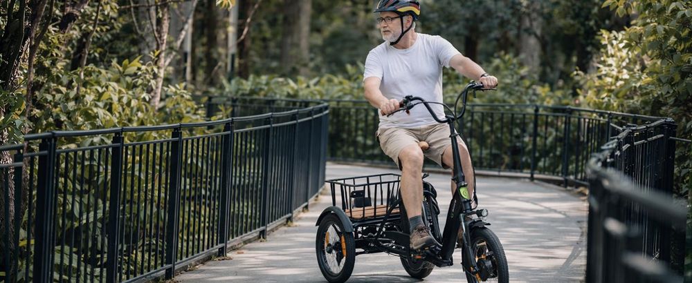 SachsenRAD E-Lastenrad T6S Comfort Air mit tiefem Einstieg, Elektro Dreirad Faltbar, E-Bike Lastenfahrrad klappbar, mit Shimano 7-Gang-Kettenschaltung
