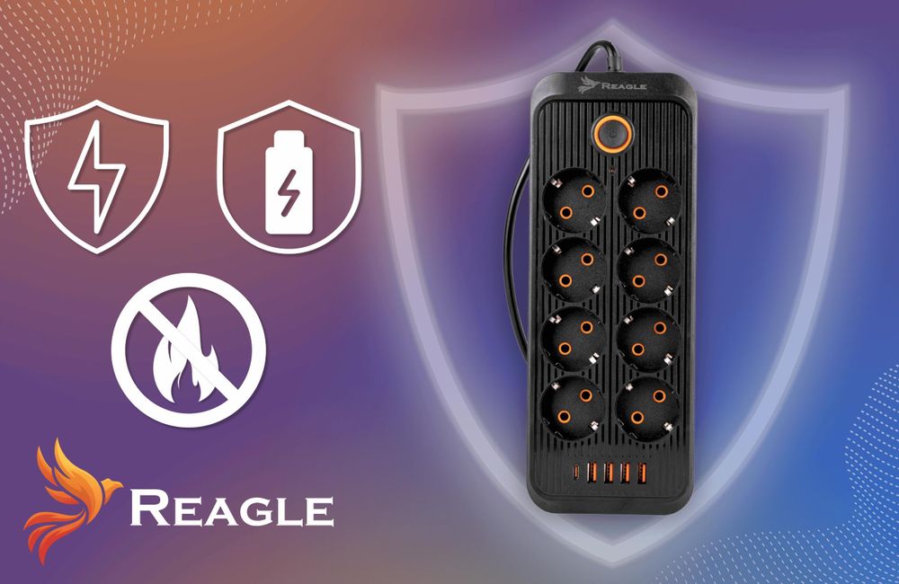 Reagle 3M Steckdosenleiste Mit Überspannungsschutz, 8 Steckdosen, 4X Usb, 1X Usb-C, Schalter, Mehrfachsteckdose, Verlängerungskabel