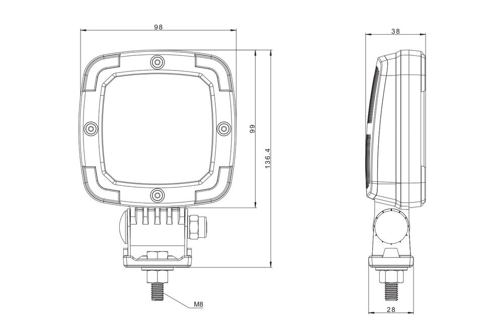 LED-Arbeitsscheinwerfer-Reflektor FRISTOM FT-036 SLIM 9xLED 1400lm