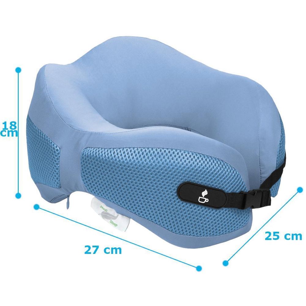 Nackenkissen aus weichem Memory Foam - Reise-Kissen für Flugzeug & Auto - Reisekissen mit praktischen Schnallenverschluss