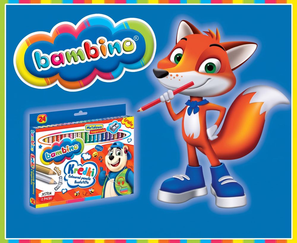 Kredki BAMBINO 24 kolory + temperówka Zwierzaki Uczniaki, zdjęcie 4