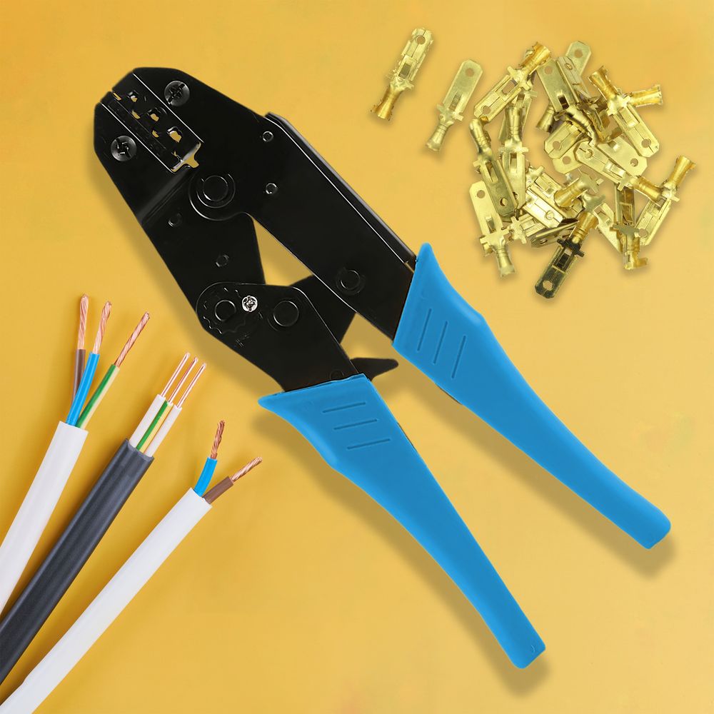 Crimpzange Kabelschuhe Crimp Zange Aderendhülsen Kabelschuhzange für 2,56mm² Kabelschuh Zange für Isolierte Kabelschuhe Solar Kabel Blau Retoo