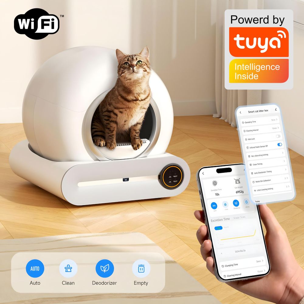 Kuweta Samoczyszcząca Automatyczna dla Kota Smart WiFi Tuya Jonizacja PIR