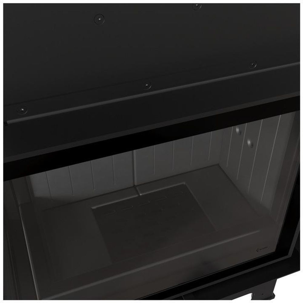 Kamin KRATKI FLOKI L Links 12kW Ø200 Schwarz mit Türschließung Set für Montage