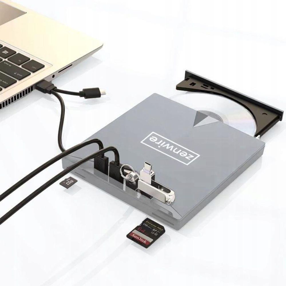 Tragbares externes Laufwerk - CD-/DVD-Lesegerät - Player - für Brenner - für Discs - USB-C 3.0-Hub