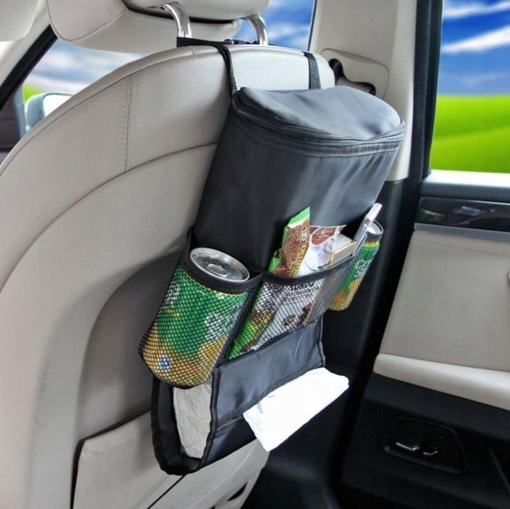 Auto Rückenlehnenschutz Rücksitz mit Thermotasche, Organizer mit 3 Netztaschen & Tablet-Fach, Multifunktional & Robust für Kinder & Reisen Retoo