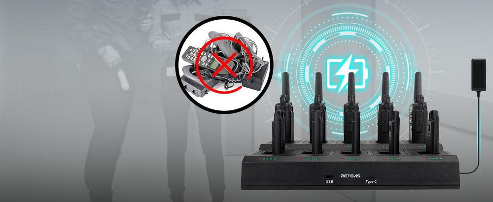 Retevis RT668H Funkgeräte, Walkie Talkie mit 10-in-1 Ladegerät, funkgeräte Set mit Bildschirm, Lizenzfrei PMR Funkgerät mit Headset