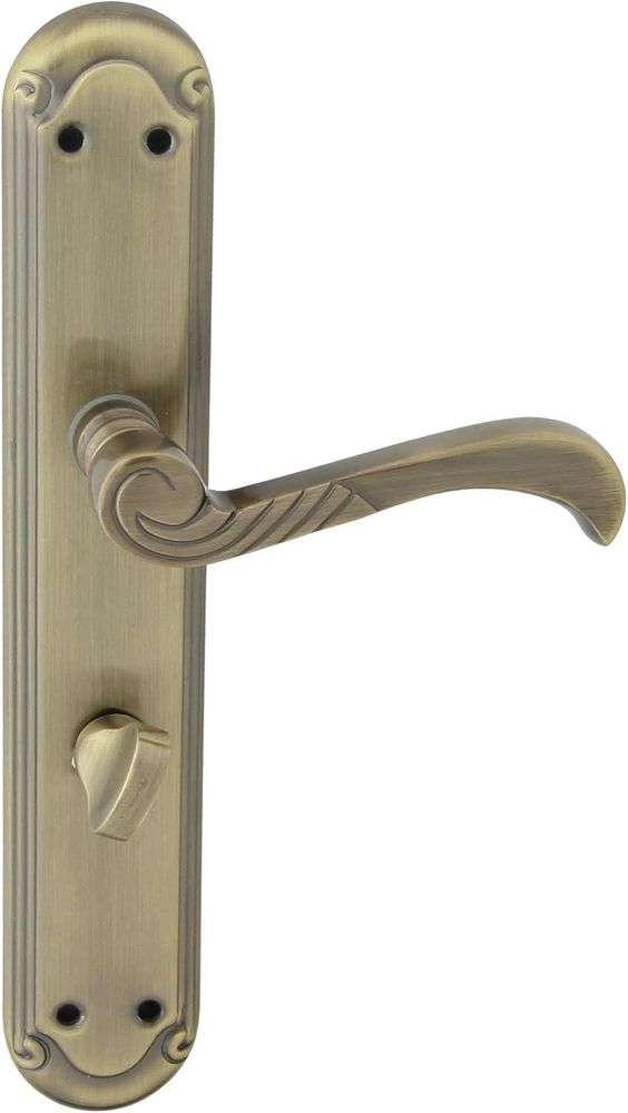 DOMINO Türgriff 78 Drückergarnitur WC - Badezimmer Set | Links & Rechts Türbeschlag für WC/Badezimmertüren | L-Form | Aluminium |Bronze| CASABLANKA M3