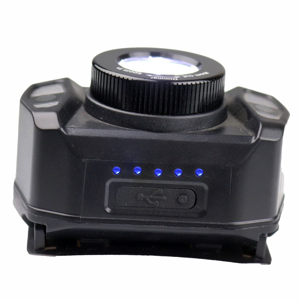 LED čelovka dobíjecí, 360 lm čelovka s ovládáním gesty a zoomem, červené světlo a vodotěsnost IPX4, 1800 mAh baterie, EVI TECH NightFlare