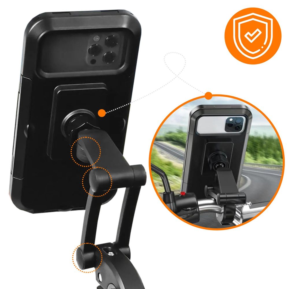 Wasserdichte Handyhalterung Fahrrad & Motorrad IPX6, 360° drehbarer Universal Halter für 4-6.7 Zoll Smartphones, Stoßfest, EVI BIKE Secure360