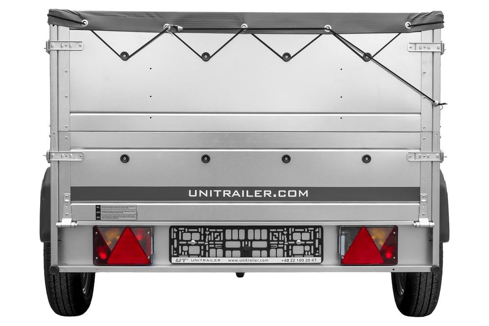 Pkw Anhänger kippbar 750 kg GARDEN TRAILER 201 KIPP mit zusätzlichen Bordwänden, Stützrad und grauer Flachplane