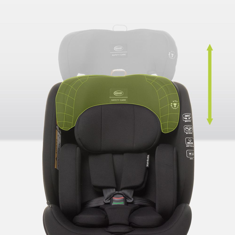 Fotelik obrotowy 4Baby Roto-Fix 40-150 cm I-Size, Grupa I,II,III, R129, regulowany zagłówek i pozycja siedziska, 5-punktowe pasy bezpieczeństwa