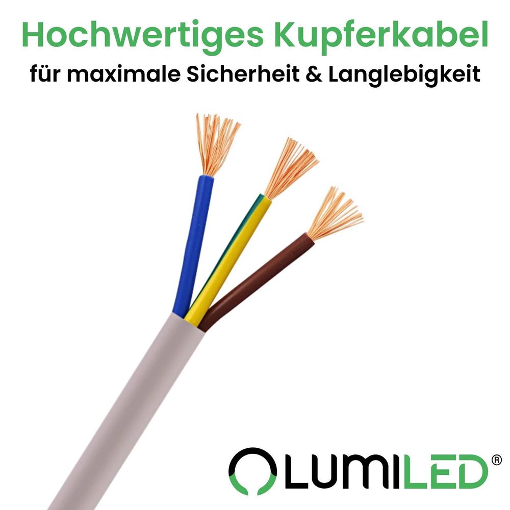 LUMILED Steckdosenleiste mit Schatler 3-Fach Typ E, 3m Kabel, 2x USB (C, A) Mehrfachsteckdose E Stecker 10A 2300W 250V IP20 Halterung zum Aufhängen