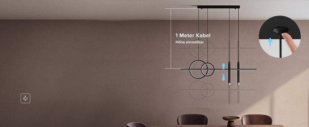 doporro Hängelampe Esstisch 100cm, 30W, Minimalistische LED Pendelleuchte 3000K-6000K, Pendelleuchte für Esszimmer, Gold Luvina09