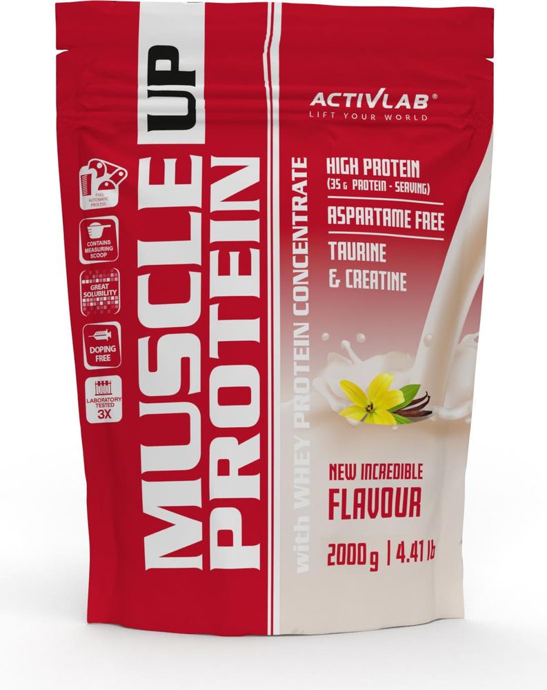 Activlab Muscle Up Protein 700 g, Vanille, WPC Whey Protein + Kreatin + Taurin, Protein Shake für Kraftsport & Fitness