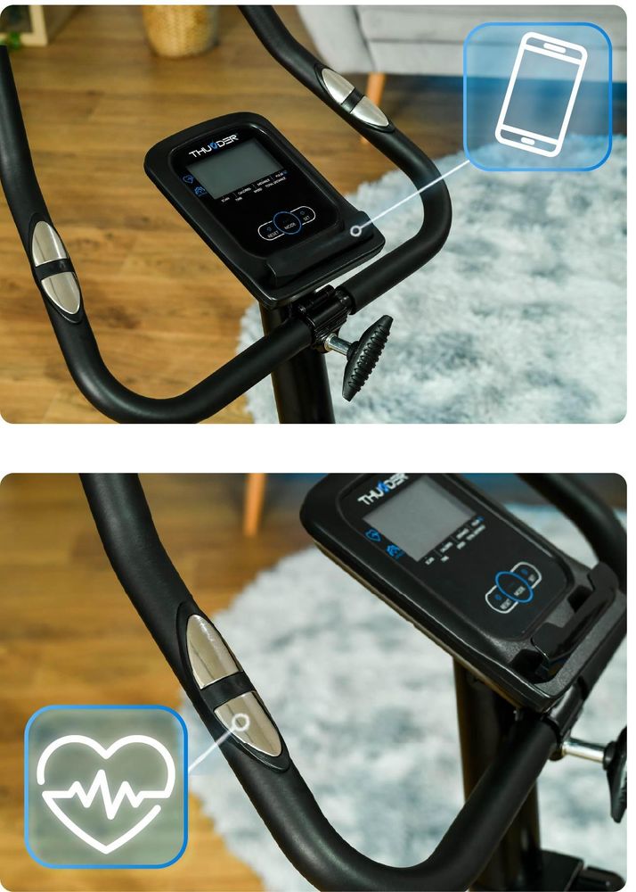 Heimtrainer Fahrrad - THUNDER MICRUS - Magnetbremse 8 Widerstandsstufen, 6 kg Schwungmasse, Pulssensoren, bis 120 kg