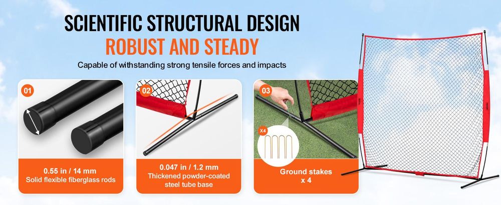 VEVOR Barricade Backstop Netz, 7x7 ft Ball Sport Barriere Netz, Tragbare Übungsgeräte mit Tragetasche, Schutzschirm für Baseball Softball Lacrosse Fußball Hockey Training, für den Garten